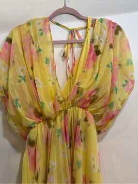 ASOS Yellow Floral Midi Dress